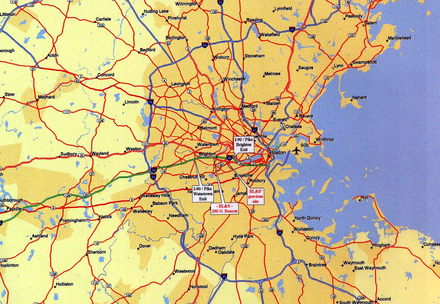 Boston Area Map. Directions Boston Light And Sound boston area map. directions boston light and sound