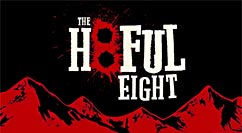 Graphic poster for The Hateful Eight with red mountains