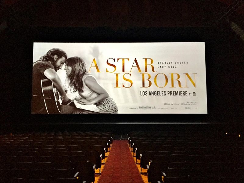 Movie premiere screen displaying A Star Is Born
