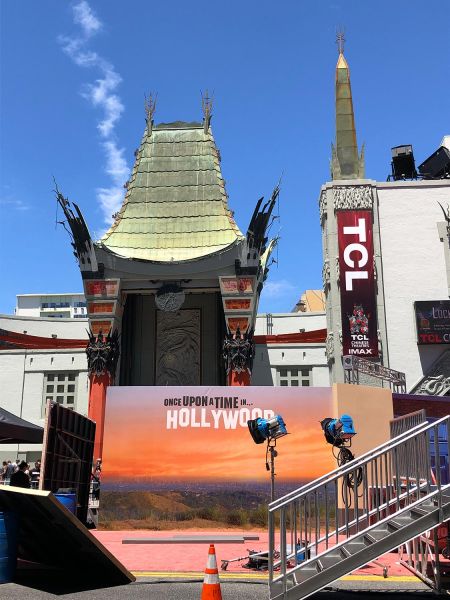 Outdoor setup for Once Upon a Time in Hollywood at TCL Chinese Theatre